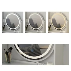 Home Makeup Dressing Table With Stool Vanity Set With Mirror & Lamp - White -Bed Frame Shop 97dcddd9 e7a1 4ff7 82be 50be66c98e10