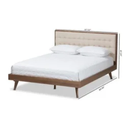 Mid-Century Beige Fabric Platform Bed By Baxton Studio - Full -Bed Frame Shop 9804a951 b7be 461e 8e9b 45c69e9d2ecb