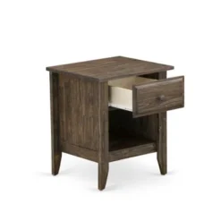 2-Piece Granbury Bed Set - Dark Brown Faux Leather Bed With Black Legs - Distressed Jacobean End Table (Bed Size Option) - GB25K-1GA07 -Bed Frame Shop 98a0832c 22a9 42de 949f 48f72da1cdd4