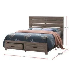 Wooden Queen Storage Bedroom Set In Barrel Oak - 4 Piece -Bed Frame Shop 98f48301 1a6c 4fa6 a600 a10aea807a4c