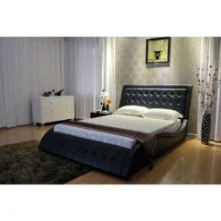 Greatime Extra-Wavy Vinyl Platform Bed - Queen-White -Bed Frame Shop 99f8beb0 3d5c 4f6a 96bb 1be252656830
