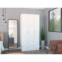 TUHOME Austral 3 Door Armoire With Drawers, Shelves, And Hanging Rod - N/A - Espresso -Bed Frame Shop 9a8c18a6 5d16 43a6 93ed 8daae7e6ceda