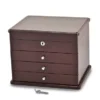 Curata Matte Mahogany Finish Poplar Veneer 3-Drawer W/Hidden Storage Locking Wooden Jewelry Chest - Brown
