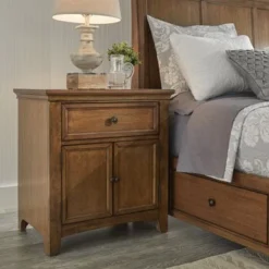 Ediline 1-drawer Wood Cupboard Nightstand With Charging Station By INSPIRE Q Classic - Antique Grey -Bed Frame Shop 9b2575a9 7e0e 4b3b 8995 f2978da6624b