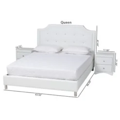Baxton Studio Carlotta Contemporary & Glam Styled 3-Piece Bedroom Set With White Faux Leather Upholstered Bed - King -Bed Frame Shop 9b6da757 966a 484b a7be dba14588f416