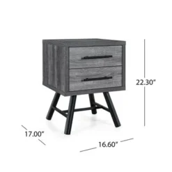 Burgoyne Mid-Century Modern Nightstand By Christopher Knight Home - Sonoma Gray Oak + Black -Bed Frame Shop 9b8bdf52 ea2c 4216 9553 a80f16ec87a1