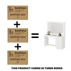 Boahaus Jane Dressing Table, Glass Top, 07 Drawers, Black - N/A - White - Crystal Ball Knobs -Bed Frame Shop 9bc4f0a8 ff5c 408c 975c 45d0206128eb