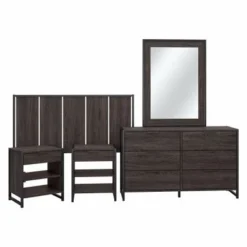 Atria 5-piece Bedroom Set With Full/Queen Headboard By Bush Furniture - Platinum Gray -Bed Frame Shop 9bc8d670 b074 4b7f 944a 3d6a57205a18