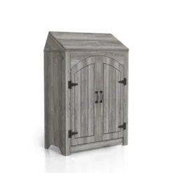 DH BASIC Jody Farmhouse Adjustable 4-Shelf Double-Door Shoe Cabinet With Lift-top Storage By Denhour - Vintage Grey Oak -Bed Frame Shop 9c081c51 d8bc 408b 9e18 01a26035bfa1