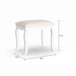 Roundhill Furniture Copper Grove Watt Wood Makeup Vanity Table And Stool Set - White -Bed Frame Shop 9c345c42 8759 4396 a83c 2f4268894745