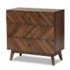 Baxton Studio Hartman Mid-Century Modern Walnut Finished Wood 3-Drawer Storage Chest - Walnut Brown