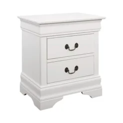 Wood Nightstand With 2 Drawers In White - White