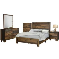 Wooden Queen King Bedroom Set In Rustic Pine - 4 Piece -Bed Frame Shop 9e6391bd fedf 47f8 be51 7eba3250fc48