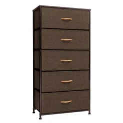 5 Drawers Vertical Dresser Storage Tower Organizer Unit For Bedroom - Brown - 5-drawer