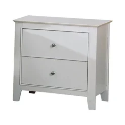 2-Drawer Modern Wood Nightstand, White - White - 2-drawer