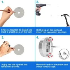 8 Inch LED Bathroom Mirror Wall Mount Two-Sided Magnifying Makeup Vanity Mirror 360 Degree Rotation Waterproof Button. - 8'' - Black -Bed Frame Shop 9eba4ed1 349f 452a b235 95ec63fed65a