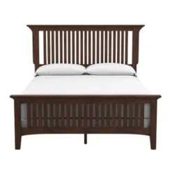 Modern Mission Vintage Oak Finish Wood Bed - King -Bed Frame Shop 9edd640b a017 47d9 9921 f5022c7df239