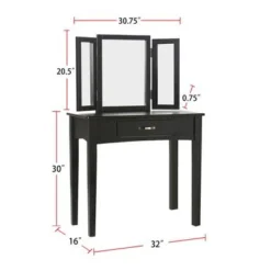 Wood And Mirror Vanity Set With Stool - White -Bed Frame Shop 9f41cd71 a880 44ec bc04 ec31ecdec072