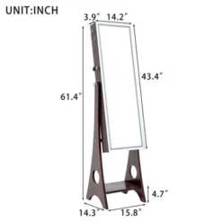 Merax Jewelry Cabinet Armoire Lockable Standing Storage With LED Lights - Brown -Bed Frame Shop a06eec2c fd84 4fef b0a1 1bd314693a11