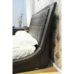 Greatime Extra-Wavy Vinyl Platform Bed - King-Black -Bed Frame Shop a11ac57b 4205 45c6 acac a32e586e4095