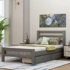 Moda Wood Platform Bed With Two Drawers - Grey -Bed Frame Shop a1b9b946 7626 4f06 83e6 cbe471161c8b