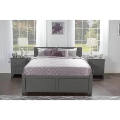 Orlando Full Platform Bed With Footboard And 2 Bed Drawers In Gray - Full -Bed Frame Shop a1c8c8f5 1d22 4ea0 9936 964e6f81d915