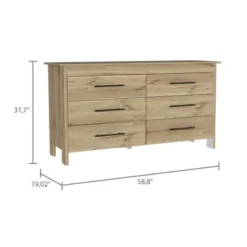 FM Furniture Luxor 6 Drawer Double Dresser With Roller Guides, Metal Pulls And 4 Legs - Black -Bed Frame Shop a204dcca fc01 4717 ae76 aacb709d5d86