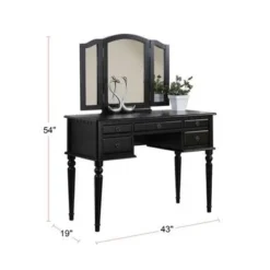 Vanity Set With Tri-Fold Mirror - Black -Bed Frame Shop a2338a4e b55b 459a 9a1b e431047bf61e