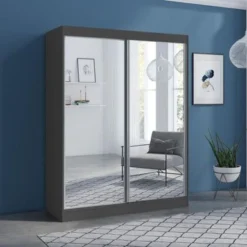 Copper Grove Parasol Modern Glossy Mirrored 2-door Wardrobe Armoire - White-59" -Bed Frame Shop a24f0b9b bc8e 4a79 a5be 057945631627