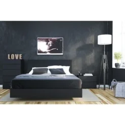 Nexera Corbo Platform Bed With Headboard, Black - Full -Bed Frame Shop a2994314 676d 4627 ab83 14d2ac23e69c