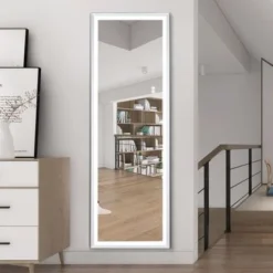 22 In.W X 65 In.H LED Lighted Aluminum Alloy Framed Vanity Mirror - Silver - Silver -Bed Frame Shop a2e9e16e 8b81 47cd a955 0f39a5b1c9b5