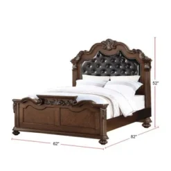 Wooden Bed With Padded Headboard In Dark Cherry Finish - California King -Bed Frame Shop a365e489 1f12 4ea2 8b67 aebc48f8585d
