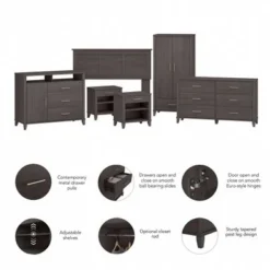 Somerset 6 Piece Full/Queen Size Bedroom Set By Bush Furniture - Ash Gray -Bed Frame Shop a39771e2 275f 49e7 9263 8660fb5778ac