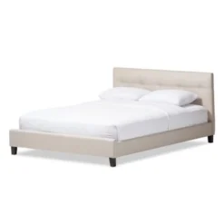 Modern Beige Fabric Platform Bed By Baxton Studio - Full Size Bed-Beige -Bed Frame Shop a44618c5 e279 415c 88d6 1e210c9b1436