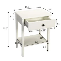 Wood Nightstand Set Of 2 With Drawers And Shelves - White -Bed Frame Shop a485076a 4324 41a8 8f56 13957b759ac1
