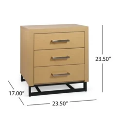 Beeson 3 Drawer Nightstand (Set Of 2) By Christopher Knight Home - Natural/Black -Bed Frame Shop a4eed1ca 1ba9 4565 9901 ad366ade6e66