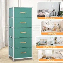 Pellebant 5 Drawers Vertical Storage Tower Organizer - Green - 5-drawer -Bed Frame Shop a5b1f80d b368 4045 9884 2e803653a7e4
