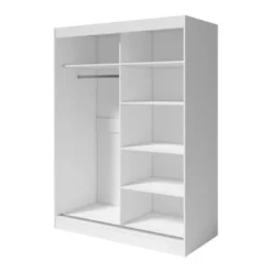 Aria High Gloss 2-door Modern Wardrobe With Mirror - White-59" -Bed Frame Shop a613a488 b556 4ccc 8431 76db18f9554c