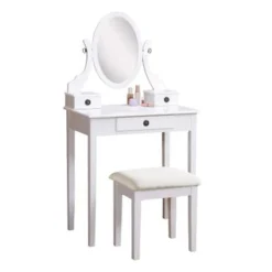 Roundhill Furniture Moniys Wood Moniya Makeup Vanity Table And Stool Set - Gold -Bed Frame Shop a6572490 69f5 4aa1 b686 054bdb254aef
