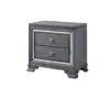 2 Drawers Wooden Night Stand With Mirror Inserts Design In Light Gray - Light Gray