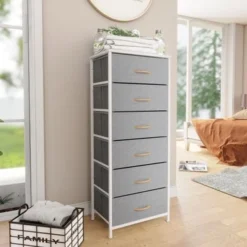 Pellebant 6 Drawers Vertical Storage Tower - Grey - 6-drawer -Bed Frame Shop a69383f1 735c 4c4f a643 fd7c0f7ddf6f