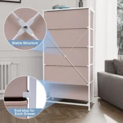 5 Drawers Vertical Dresser Storage Tower Organizer Unit For Bedroom - Pink - 5-drawer -Bed Frame Shop a6a48972 ddf2 4942 9575 7327b4d36a5a