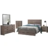 Wooden Eastern King Bedroom Set In Barrel Oak - 5 Piece