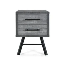 Burgoyne Mid-Century Modern Nightstand By Christopher Knight Home - Sonoma Gray Oak + Black