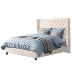 Porch & Den Richwood Tufted Fabric Queen-size Bed With Wings - Dark Grey - Wingback -Bed Frame Shop a8517038 ba0a 48ab 8051 064f94dcf3a2
