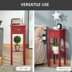 HOMCOM 2-Tier Night Stand With Drawer, Narrow End Table With Bottom Shelf, For Living Room Or Bedroom - Black -Bed Frame Shop a94702ae 49d1 47a4 9249 328b21cccdbf