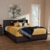 Contemporary Brown Finished Queen Size Storage Bed By Baxton Studio - Queen - Brown