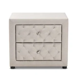 Baxton Studio Contemporary Fabric 2-Drawer Nightstand - Light Beige -Bed Frame Shop aa223393 ee05 40b6 b292 3eba0f7f40a4
