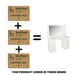 Boahaus Yara Lighted Vanity With Glass Top (White) - White-Crystal Knobs -Bed Frame Shop aa2cc742 2fef 44c0 b889 07f050edd697