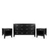 Foisy Faux Wood 3 Piece Double Dresser And Nightstand Bedroom Set By Christopher Knight Home - Black